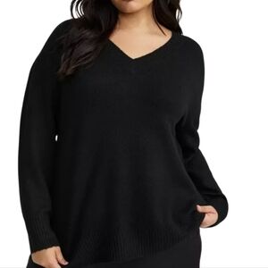 Torrid Black Vegan Cashmere V Neck Sweater   Size 3XL